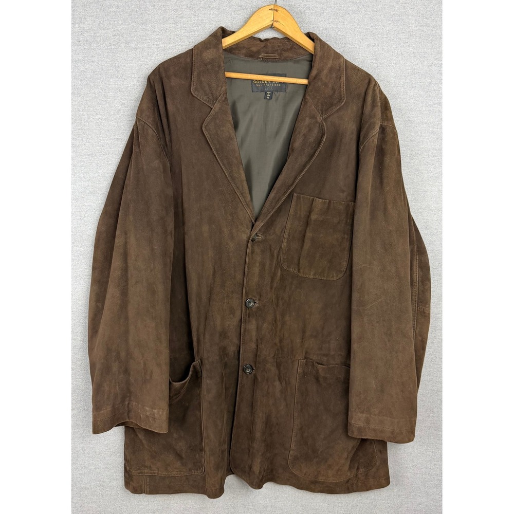 Golden Bear San Francisco Mens XL Brown Suede Leather Blazer Jacket Sport Coat